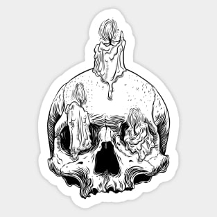 witch skull candlestick Sticker